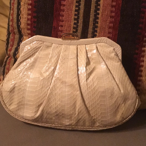 Vintage Creamy Off-white Snake Skin Bag - Picture 1 of 5